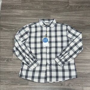 Men's Grey and White Plaid Flannel